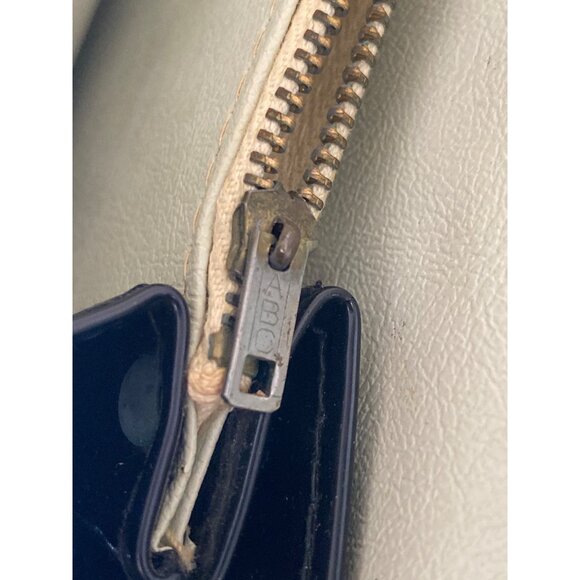 1950s Aetna USA Black Patent Envelope Clutch Purse Royaltone Lined 15" Mid Centu - Picture 11 of 16